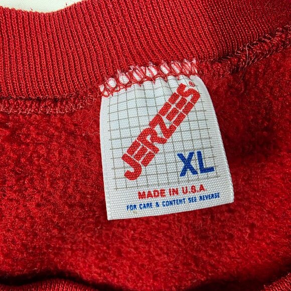 Vintage Jerzees XL Adults Red Snowman Tree Holiday Sweatshirt Christmas Sweater - Picture 3 of 9